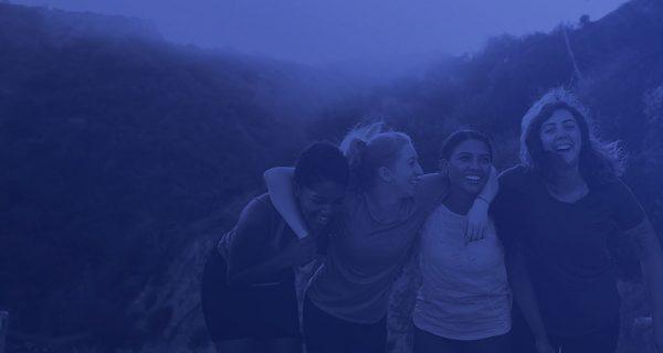 Young people in mountain scenery