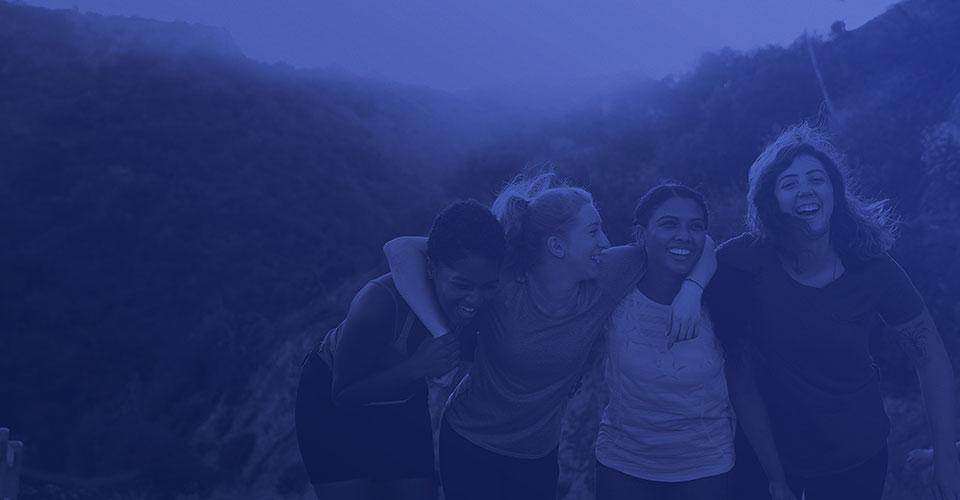 Young people in mountain scenery